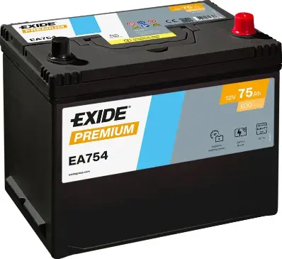 Akumulators Exide EA754 75Ah, 630A, (- +)  272x170x222