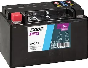 Akumulators AGM Exide EK091 9Ah, 120A, 12V (+ -) 150 x 90 x 105