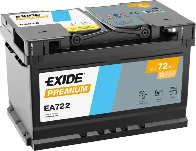 Akumulators Exide EA722 72Ah, 720A, (- +) 278x175x175