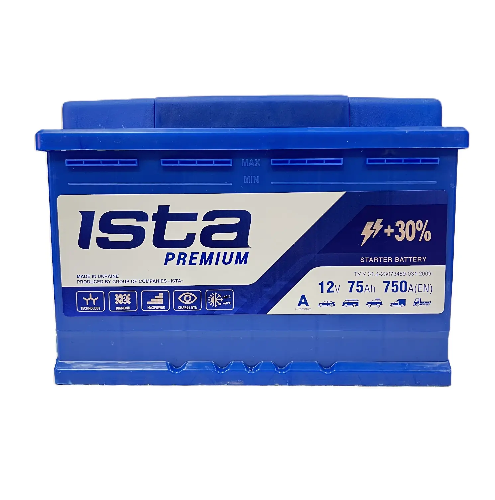 Akumulators Ista Premium 75Ah, 750A, 12V