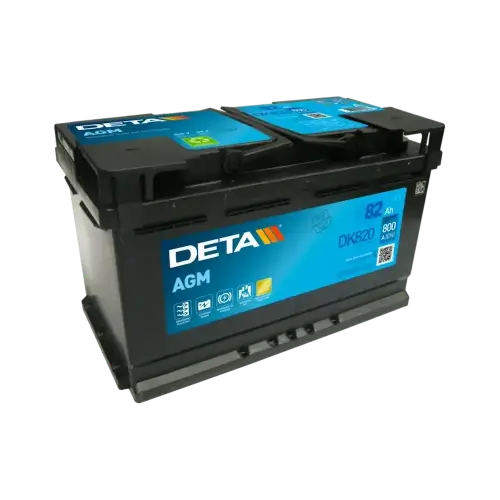 Akumulators AGM Deta DK820 82Ah, 800A, 12V (- +) 315x175x190 