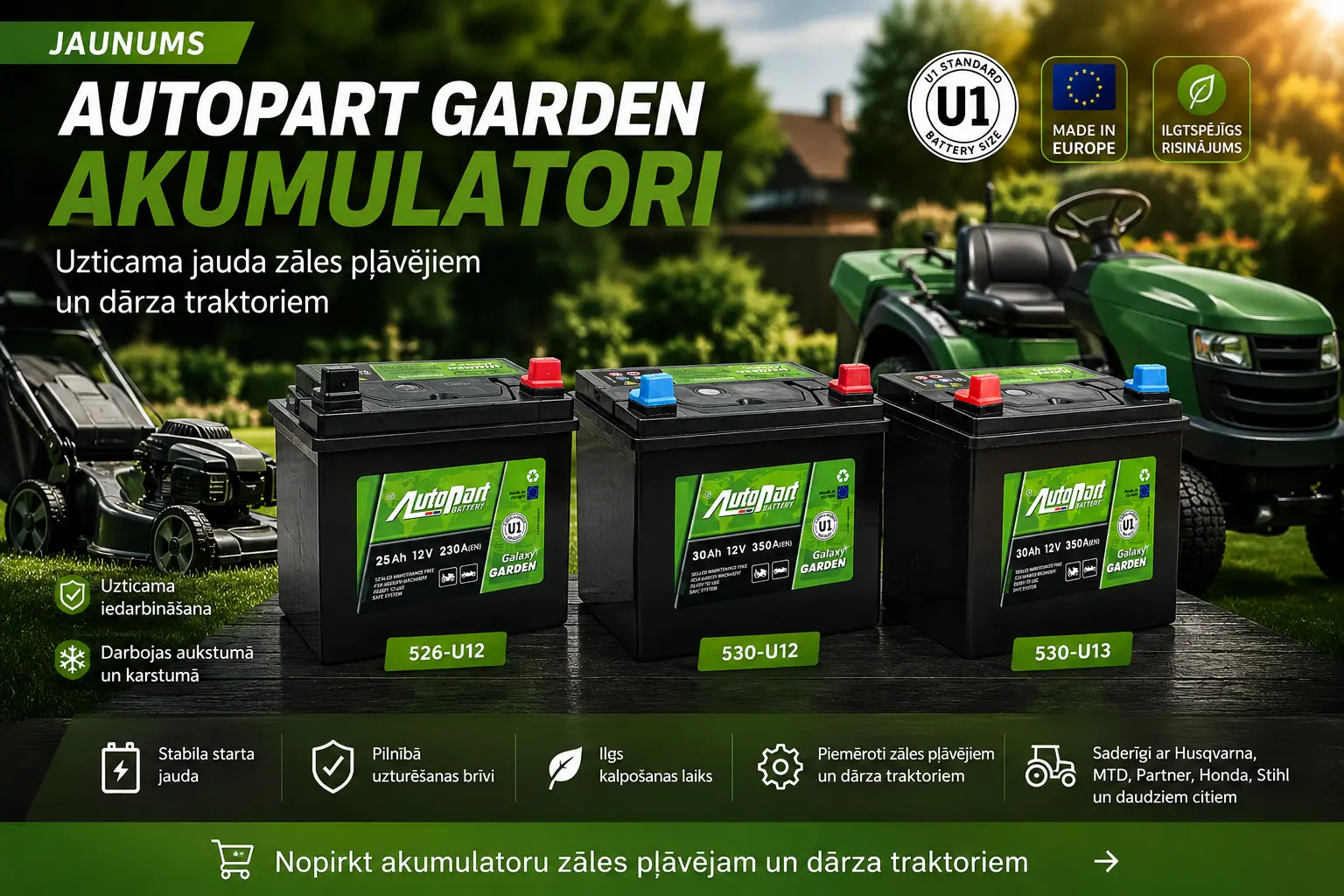 Autopart Garden batteries for lawn mowers and garden tractors