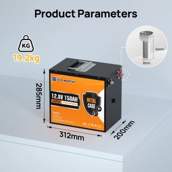 Litija akumulators Eco-Worthy Bluetooth LiFePo4 12V, 150Ah