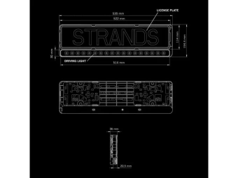 Рамка автомобильного номера с LED фарой дальнего света STRANDS NUUK E-LINE BLACK S-809445