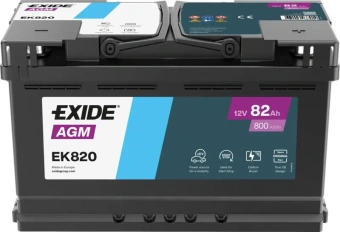 Akumulators Exide EK820 AGM 82Ah, 800A, (- +) 315x175x190