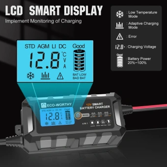 Litija akumulatoru lādētajs Eco-Worthy 12V, 10A