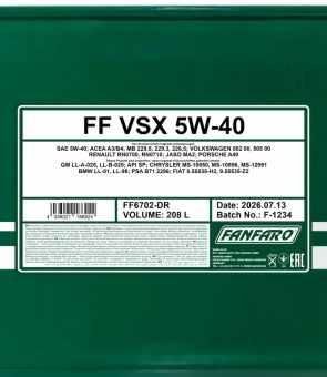 Motor oil Fanfaro 6702 VSX 5W-40 208 l.