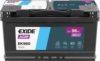 Akumulators Exide EK960 AGM 96Ah, 850A, (- +) 353x175x190