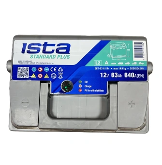 Akumulators Ista Standart Plus 63Ah, 640A,12V