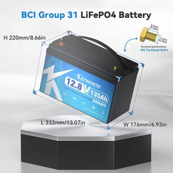 Akumulators Kepworth LiFePo4 135Ah, 12V Bluetooth