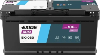Akumulators Exide EK1060 AGM 106Ah, 950A, 12V (- +) 392x175x190