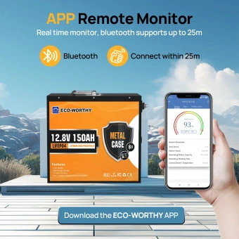 Litija akumulators Eco-Worthy Bluetooth LiFePo4 12V, 150Ah